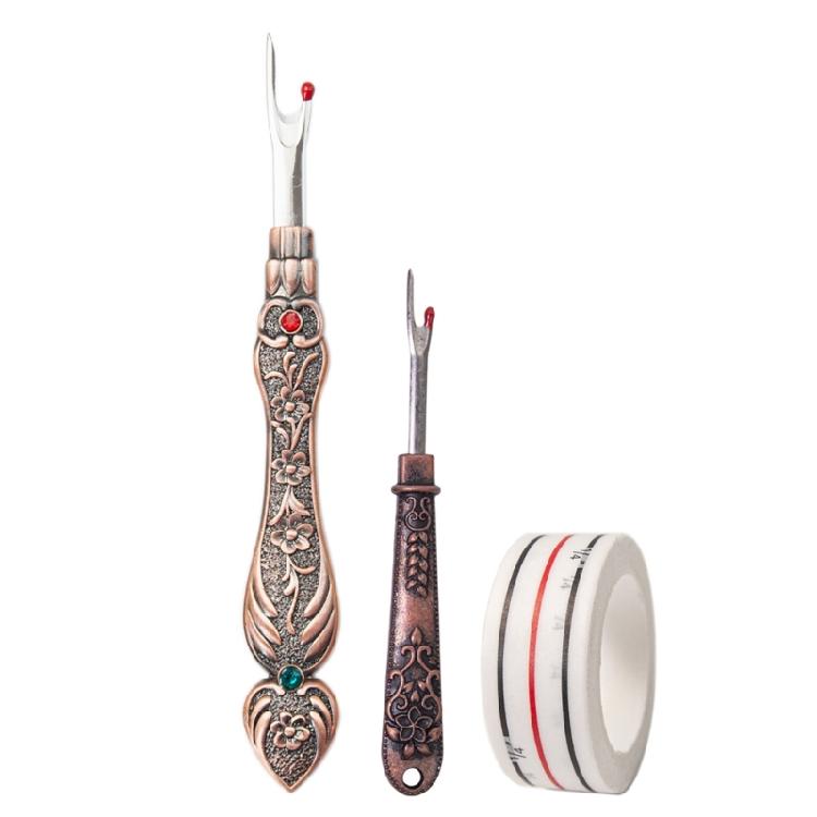 2Pcs Seam Rippers Sewing Positioning Tape Set Stainless Steel Thread Unpicker Thread Remover Tool for Embroidery Sewing