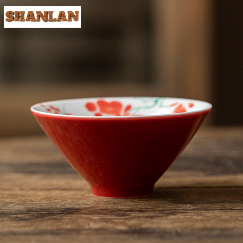 120ml Hand-painted Butterfly Orchid Teacup Traditional Tea Bowl Mug Tea-tasting Personal Cup Chazhan Master Cups Tea Services