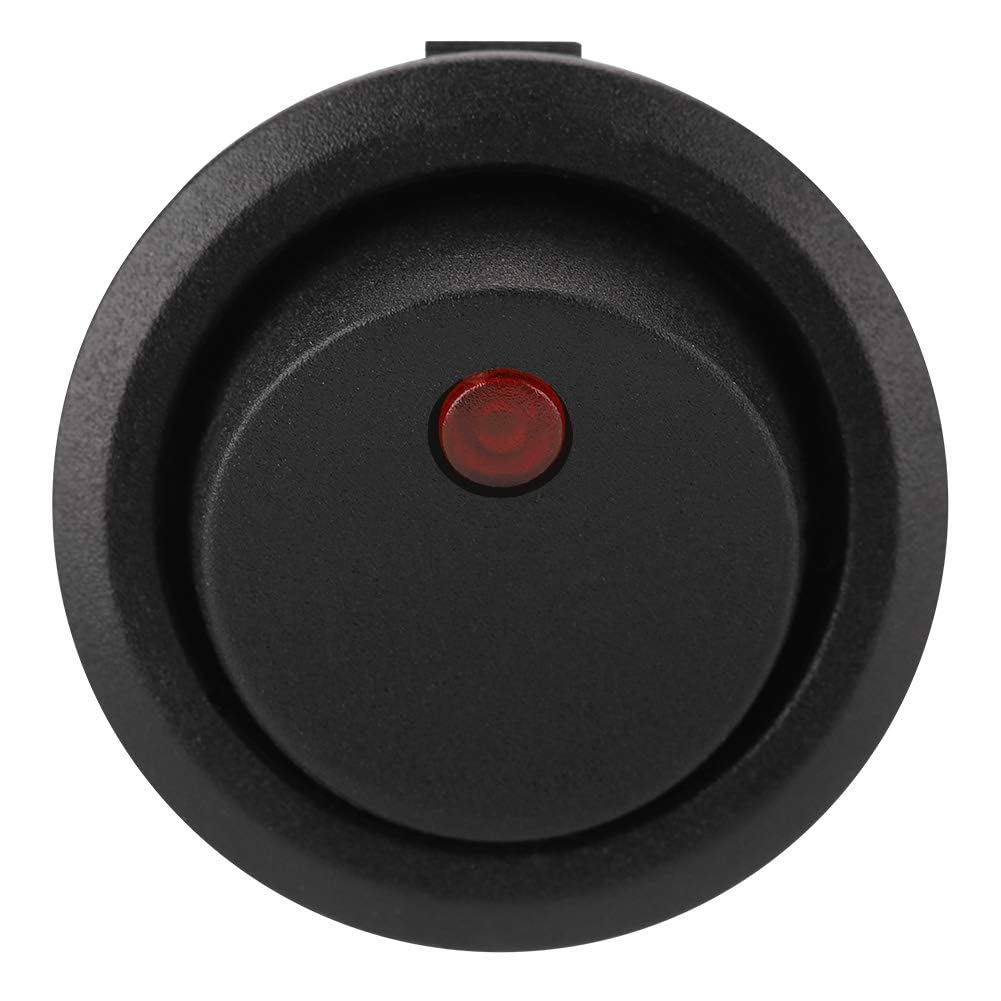 12V Round Automotive Rocker Switch, Weatherproof Electrical LED Illuminated ON Off Toggle Spst Switch Vehicle Electrical Accessory for Car Van Boat