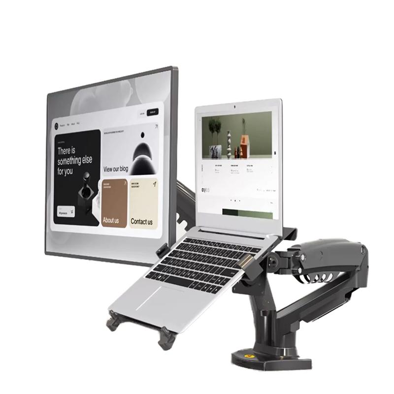 Desktop NB F160 + FP-2 Gas Spring Dual Arm for 17 -27  Monitor Holder + 10 -17  Laptop Support Air Press Mount Stand Load 2-9kg F160-FP-G