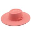 New simple solid color wool.cm brim men's and women's autumn and winter warm outdoor oval ring top hat