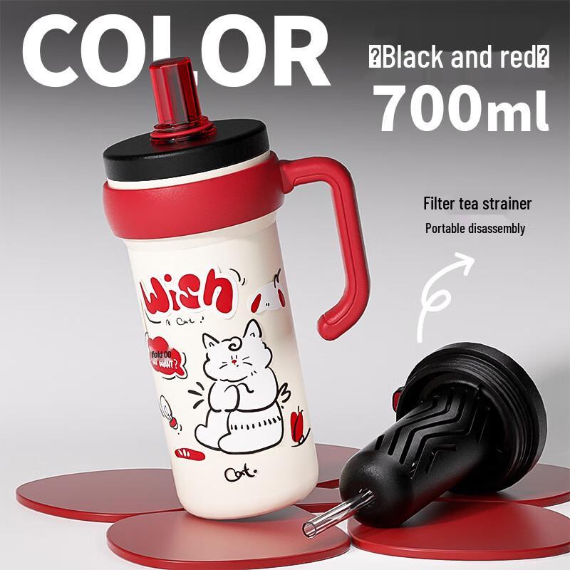 MRSIKEY 316L Stainless Steel Insulated Straw Cup with Handle