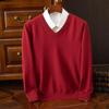 Maglione lavorato a maglia taglie forti da uomo in autunno e inverno, pullover caldi in lana, maglione con scollo a V, maglia adatta, maglioni in cashmere da uomo, camicie da fondo
