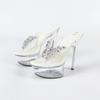 Rhinestone Sexy High Heel 15CM Thin Heel Waterproof Table Slippers Transparent Crystal Shoes Wedding Shoes Banquet High Heel
