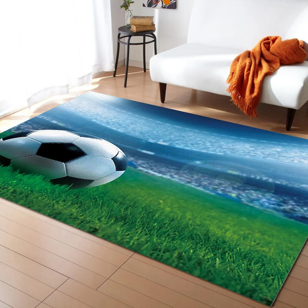 Football Carpet Ball Game Area Rug for Kids Boys Teens Playroom Soccer Doormat Sport Theme Indoor Floor Mat For Living Room Sofa