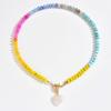 Cross-border Dopamine Natural Stone Bead Necklace, Small Fashion Gradient Heart Pendant Choker Chain for Women