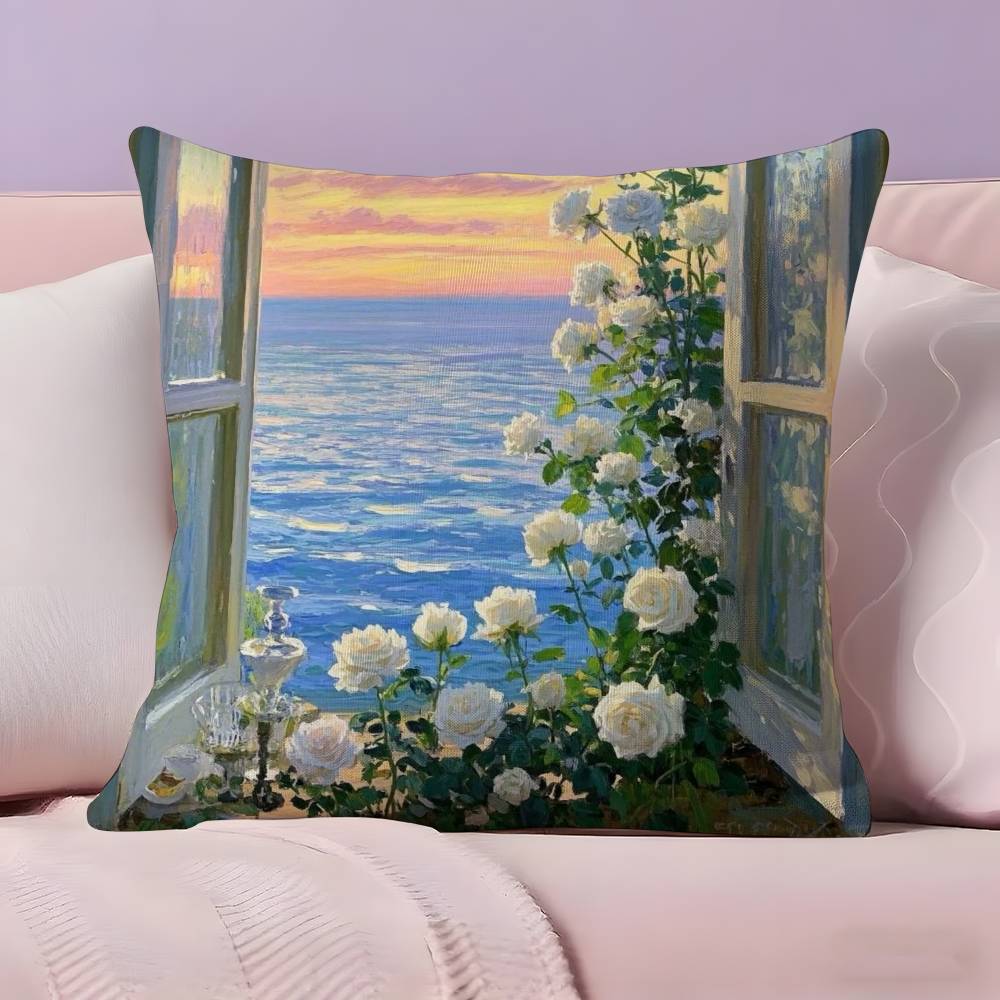 Styl krajinomalby Povlak na polštář Ultra měkká tkanina šetrná k pokožce Komfort jako obláček & Skrytý zip