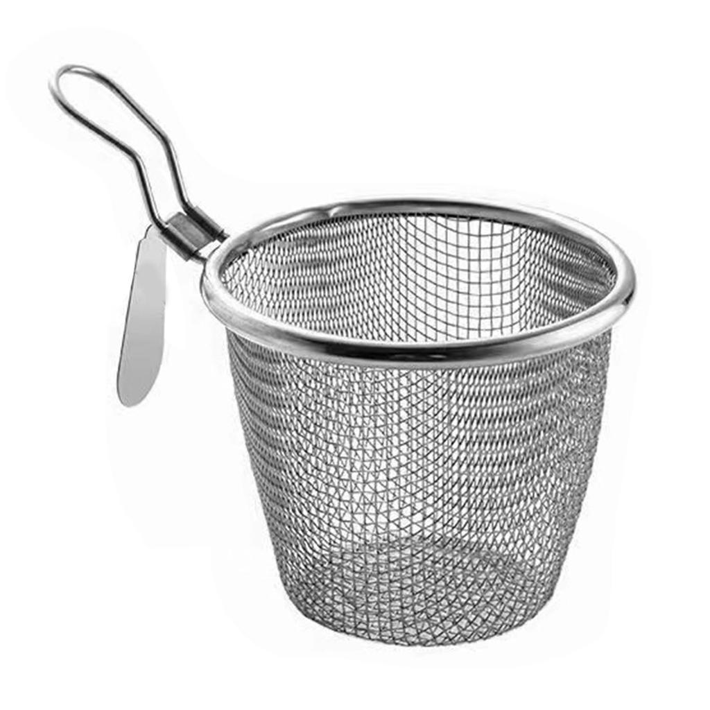 Deep Fryer Basket Round 304 Stainless Steel Fry Baskets with Handle for French Chips Onion Rings Chicken Pasta