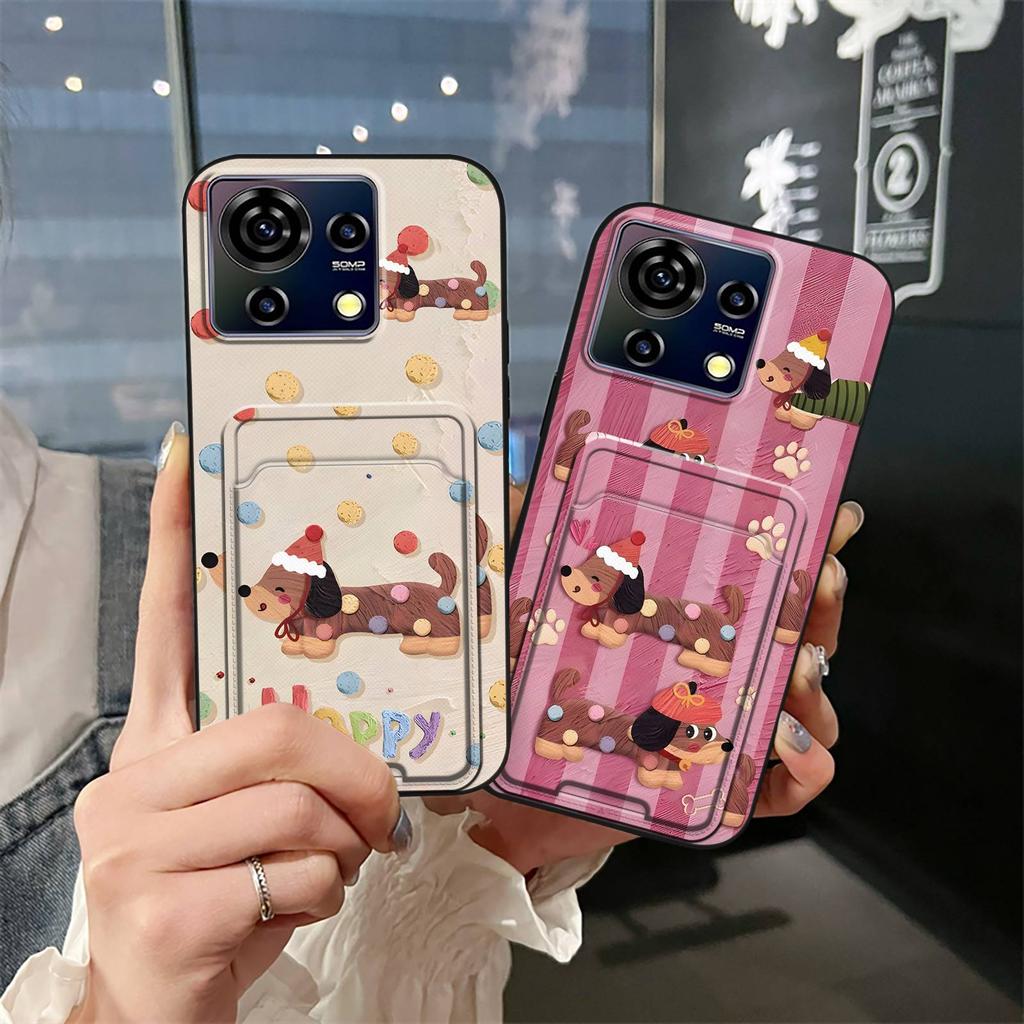 Card Slot TPU Phone Case For ZTE Blade V50 Vita Waterproof Protective Fashion Design Cartoon Cute Anti-knock Soft Case