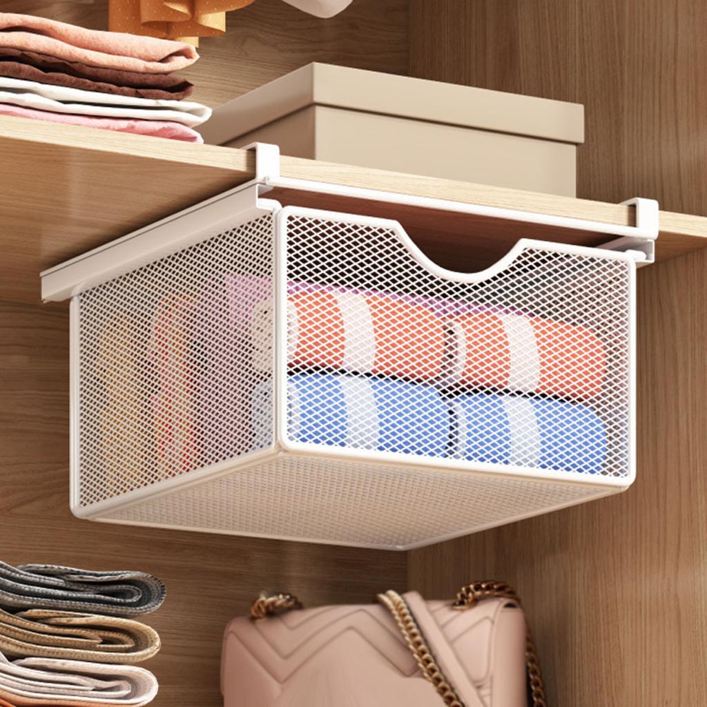 Under Shelf Storage Basket Multifunctional Simple Utility Easy To Install Under Cabinet Hanging Basket Rack for Home Closet