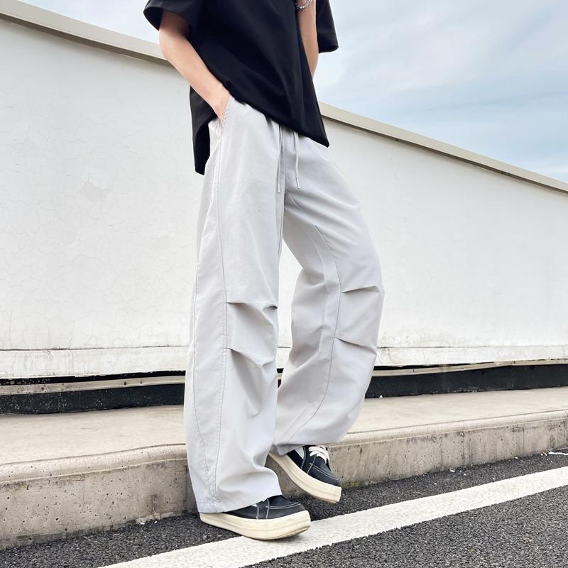 American pleated paratrooper overalls men's and women's summer trendy brand loose design wide-leg scimitar pants quick-drying casual pants