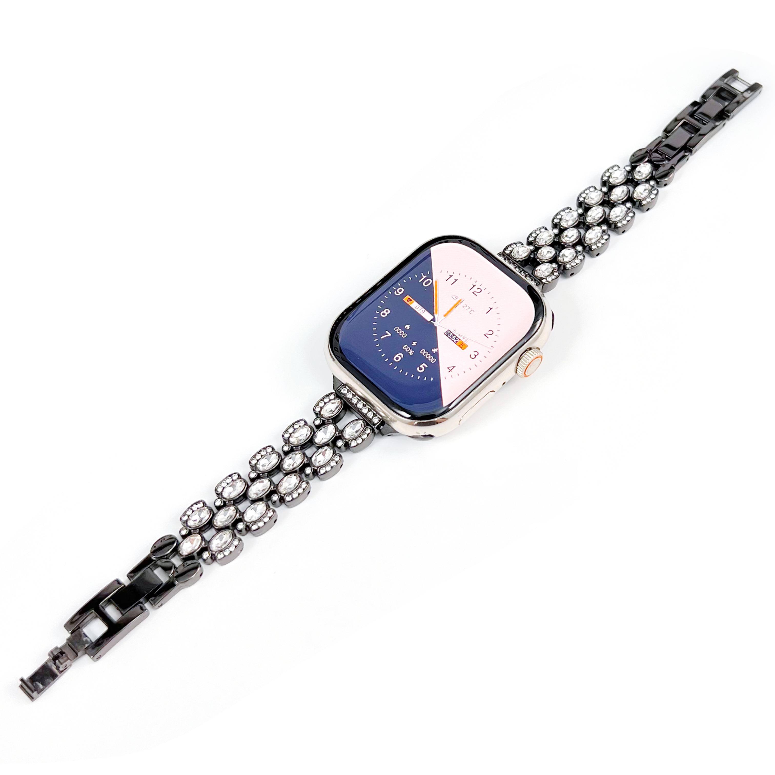

Watch Band for Apple Watch 10 46mm/Ultra 2/Ultra 49mm/9 8 7 45mm/SE (2023) SE (2022) SE 6 5 4 44mm/3 2 1 42mm Rhinestone Decor Strap Black
