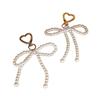 Pearl Bowknot Charm Heart Keychains Sweet Cute Pendant Ornament Keyring Backpack Decoration Jewelry for Women Girls