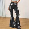 High Waist Bootcut Hosen für Damen Dehnbar Schlank geschnitten Lässige Hosen Yogahosen mit Aufdruck Geeignet für den täglichen Gebrauch