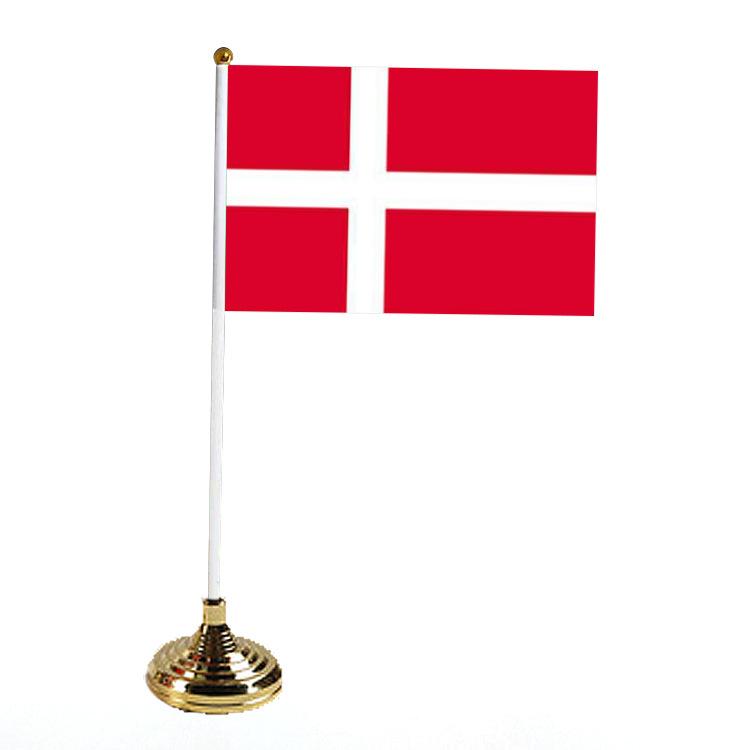 Office Table Flag Polyester 15 * 21cm Small Flag Plastic Flagpole Ornament with Base Table Flag