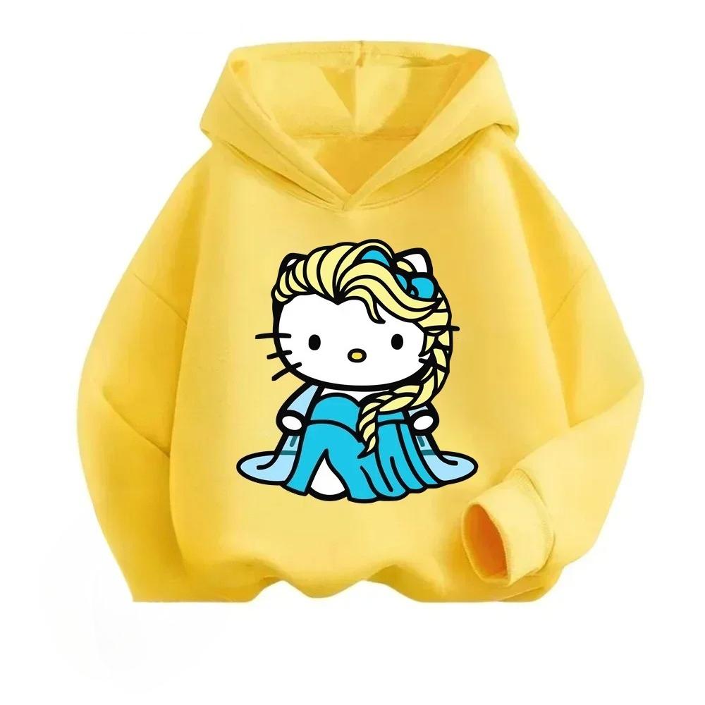 New Warm Children's Hoodies for Autumn and Winter, Cartoon Cat Pattern Boys' and Girls' Tops, Comfortable and Soft Sweatshirts