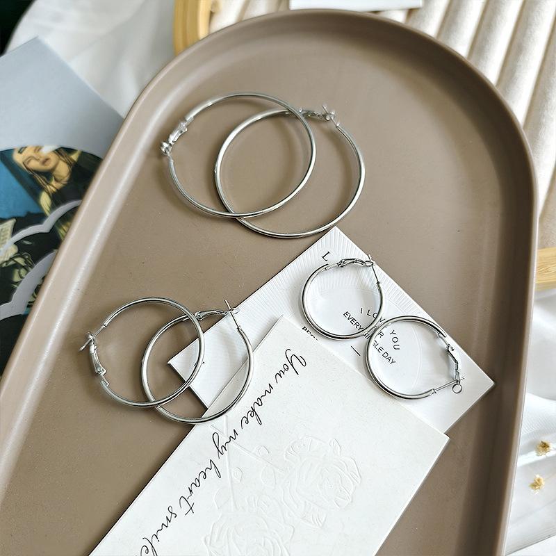 Exaggerated Large Plain Circle Hoop Earrings Fashion Jewelry For Women