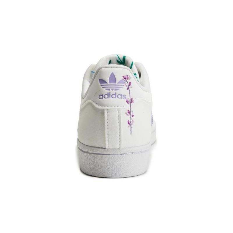 Adidas Originals SUPERSTAR Slip Resistant Abrasion Resistant Low top Kids' Skateboarding Shoes White Purple Sneakers HP6215