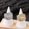 Full Zirconia King's Ring for Men Shiny Hip Hop Stainless Steel Jewelry Male Glamour Gift Square Large Rings Trendy Anillos