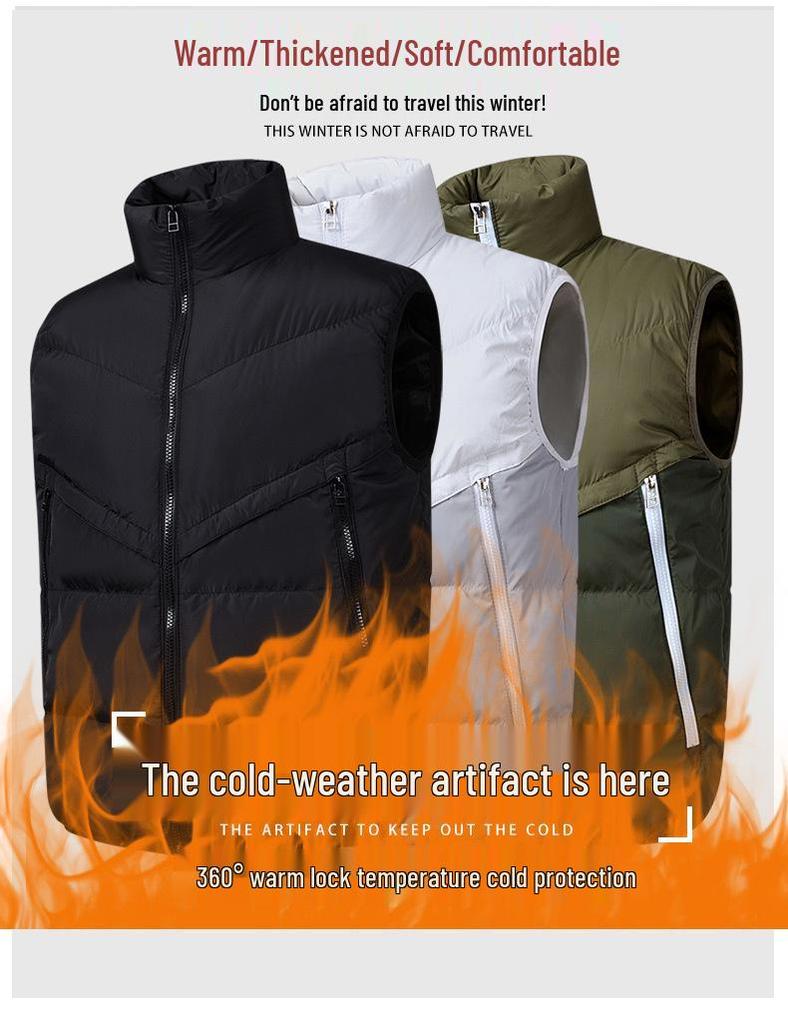 Herren Cross-Border Stehkragen Ärmellose Nylonweste - Herbst/Winter Lässige Warme Weste