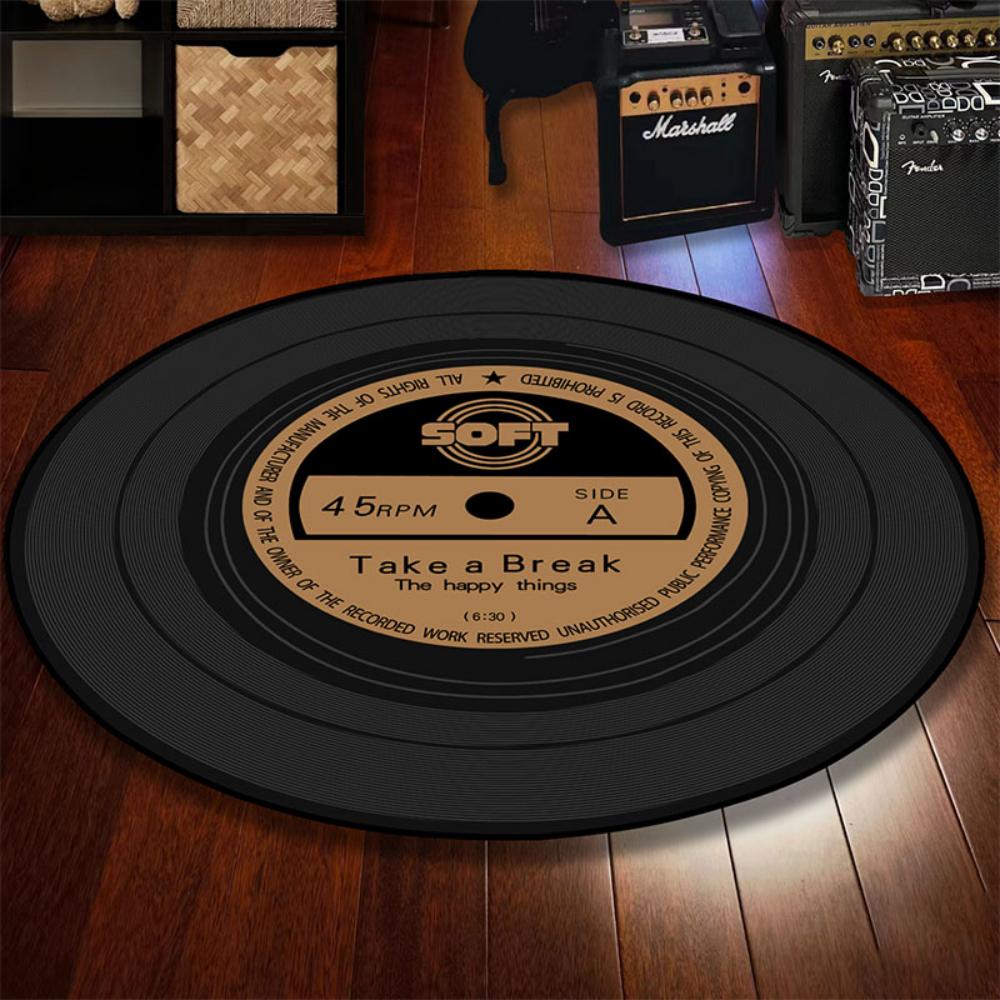 Retro Vinyl Record Music Carpet for Living Room Bedroom Decor Bedside Area Rug Sofa Lounge Area Floor Mat Coffee Table Mats