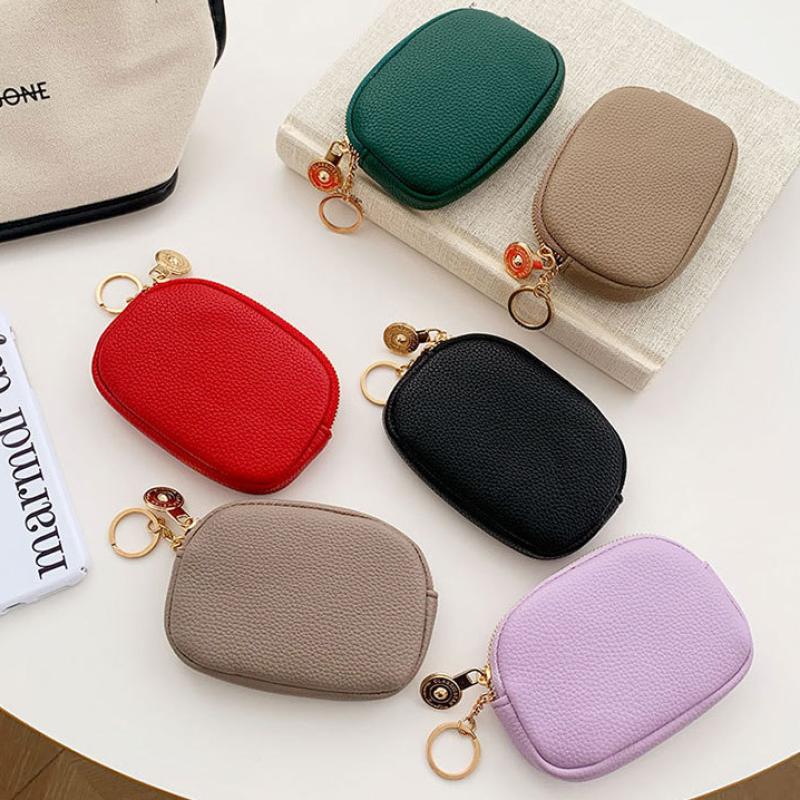 Mini Pu Keychain Coin Purse Lipstick Pouch Makeup Storage Earphone Storage Bag Wallet Korean Style Bag Pendant Accessories