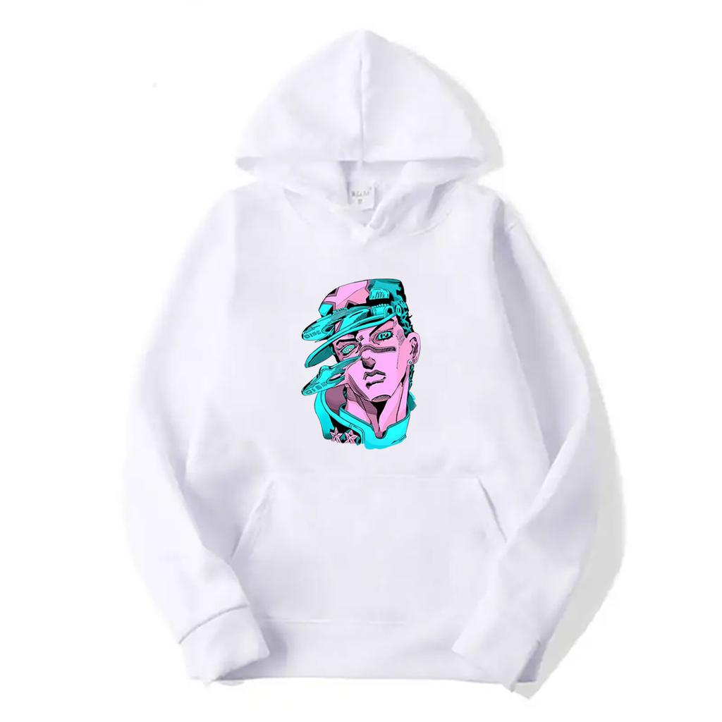 Anime Jojo Bizarre Adventure Jotaro Kujo Head Graphic Hoodie Unisex Manga Vintage Oversized Streetwear Male Fashion Hoodies