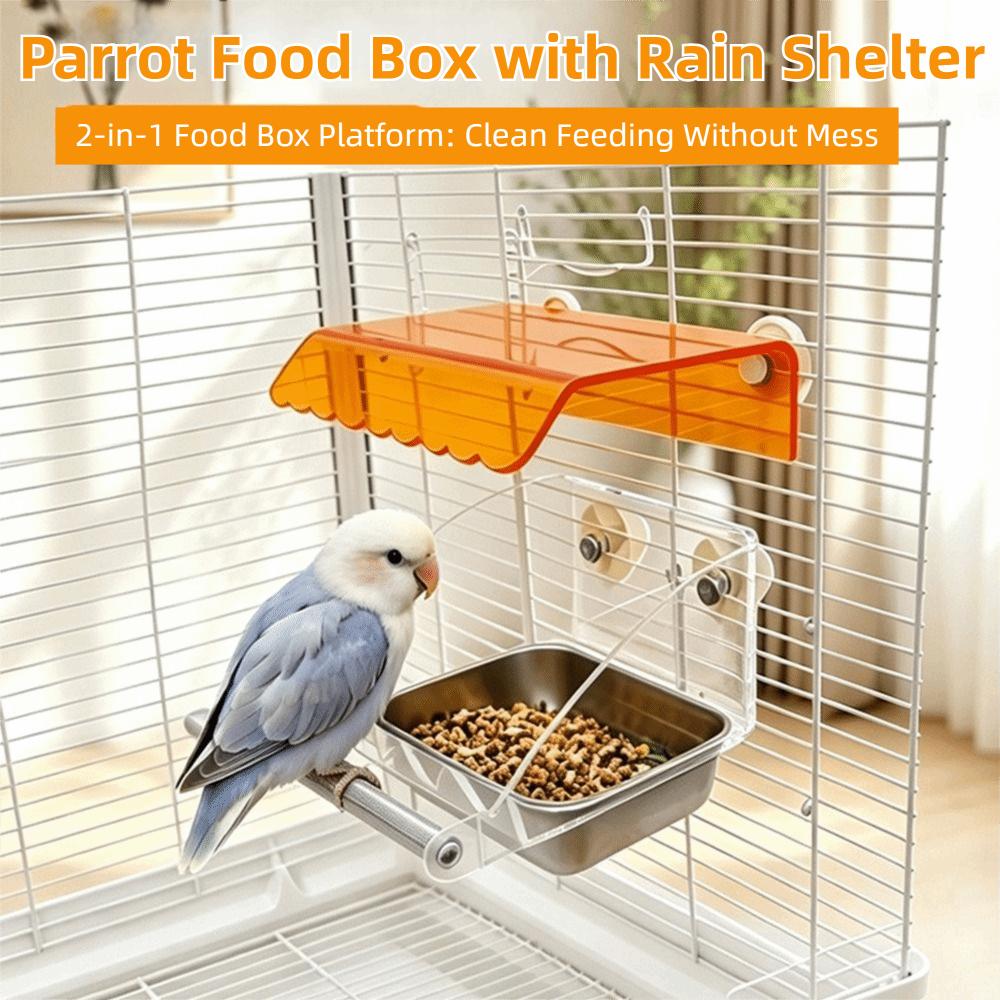 Detachable Parrot Feeding Box Roof Canopy Bird Food Container Bird Feeding Cups Bird Supplies