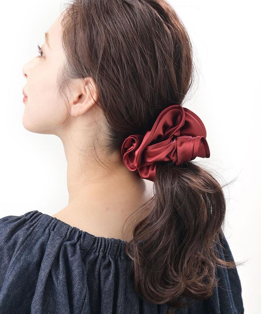 Kobe Vingtaine Satin Scrunchie Hair Hair Red Clip, Accessory, HS-6-RE,