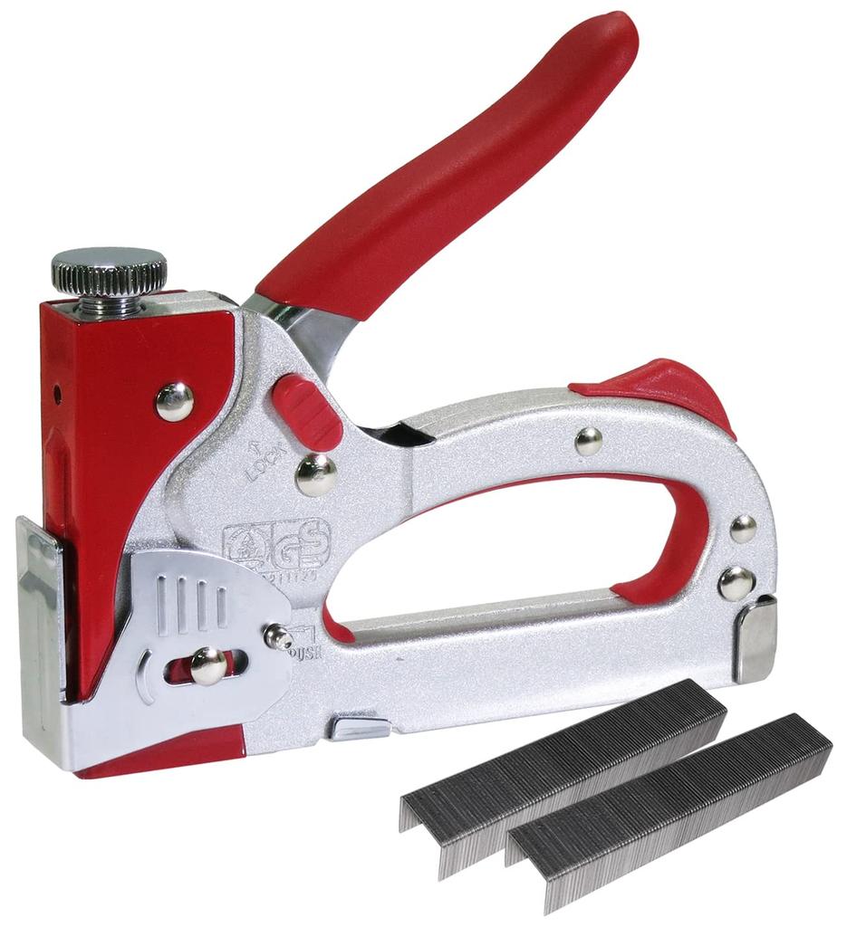 SUN UP Heavy-Duty 2-Way Metal Stacker with 200 Staple Replacements (STP-1214) for Securing Insulation, Replacing Small Nails and Tacks in Crafts and C