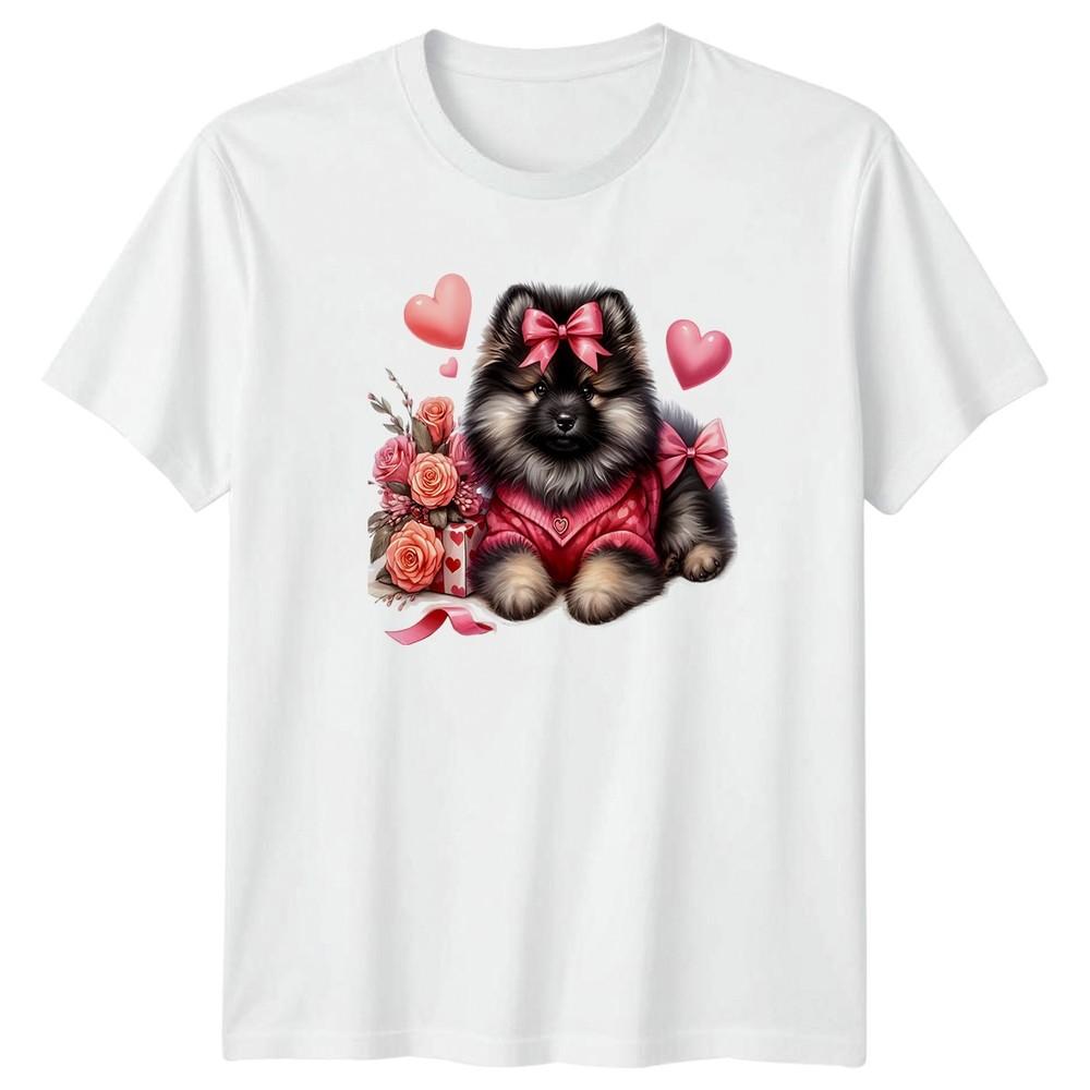 Pomeranian Puppy Hearts Valentines Day Unisexs TShirt Unisexs Tee Graphic Top S
