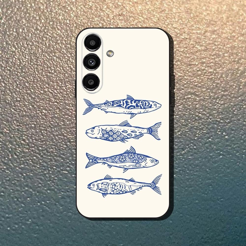 Fish Funny Sardines Phone Case For Samsung Galaxy A13,A21s,A22,A31,A32,A52,A53,A71,A80,Soft Black Shell