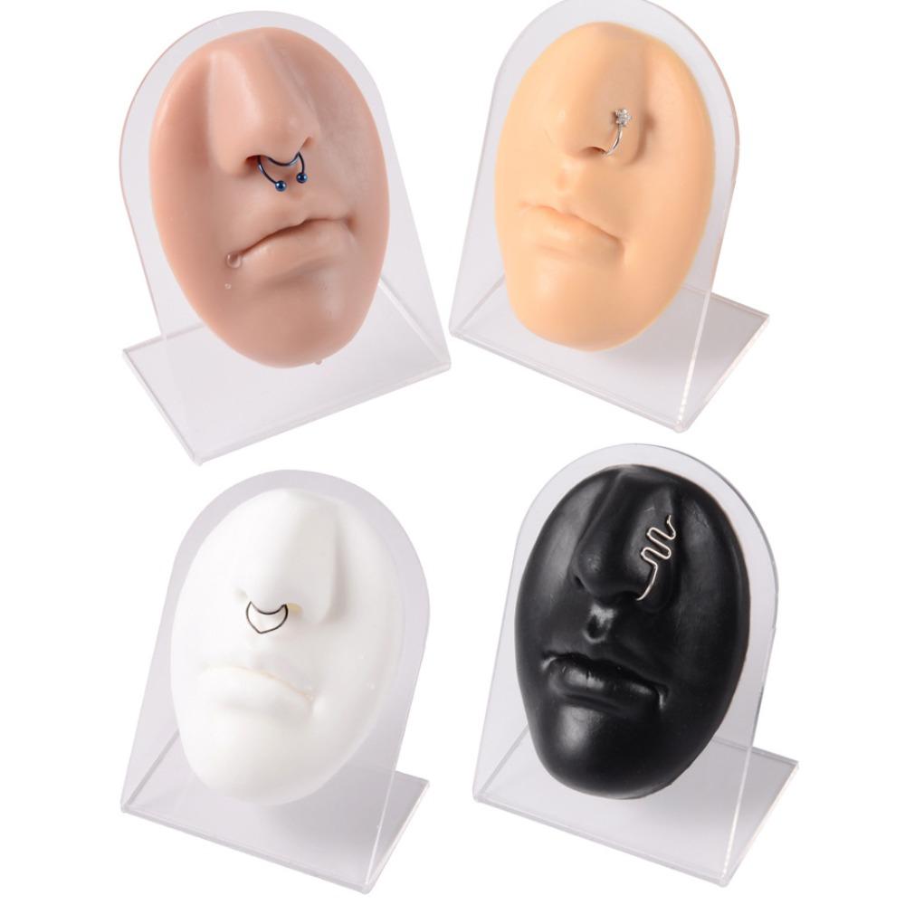 Soft Silicone Nose Model Lightweight Lip Stud Display Stand Human Face Model Rack Girls Women