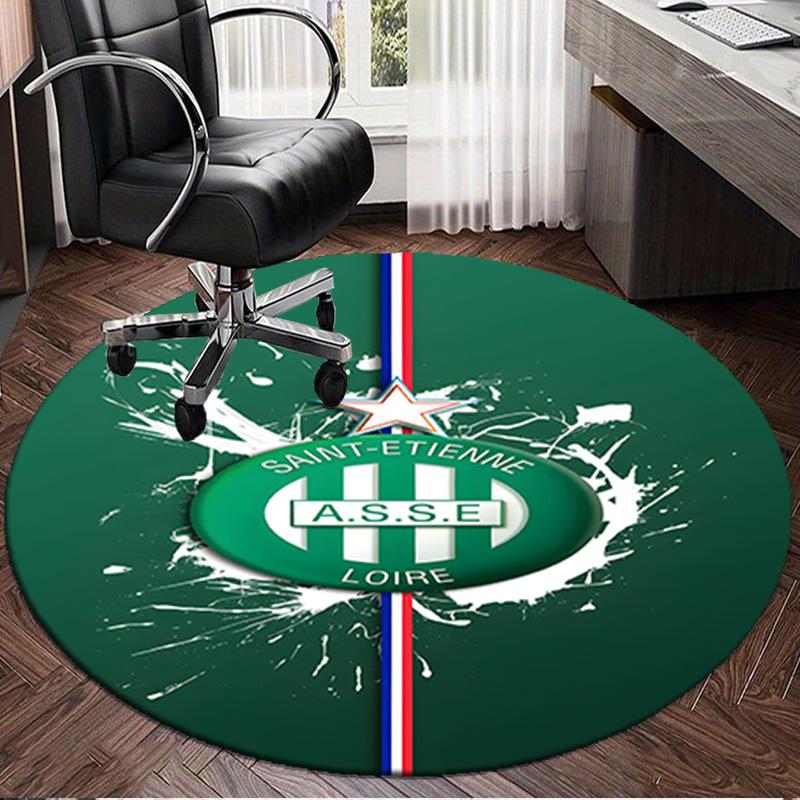 1PC Green Saint-Etienne Football  Round Rug for Livingroom,Bedroom, Palyroom, Chair Rug, Area rug, Circle Carpet, Large Size Fan Christmas gift