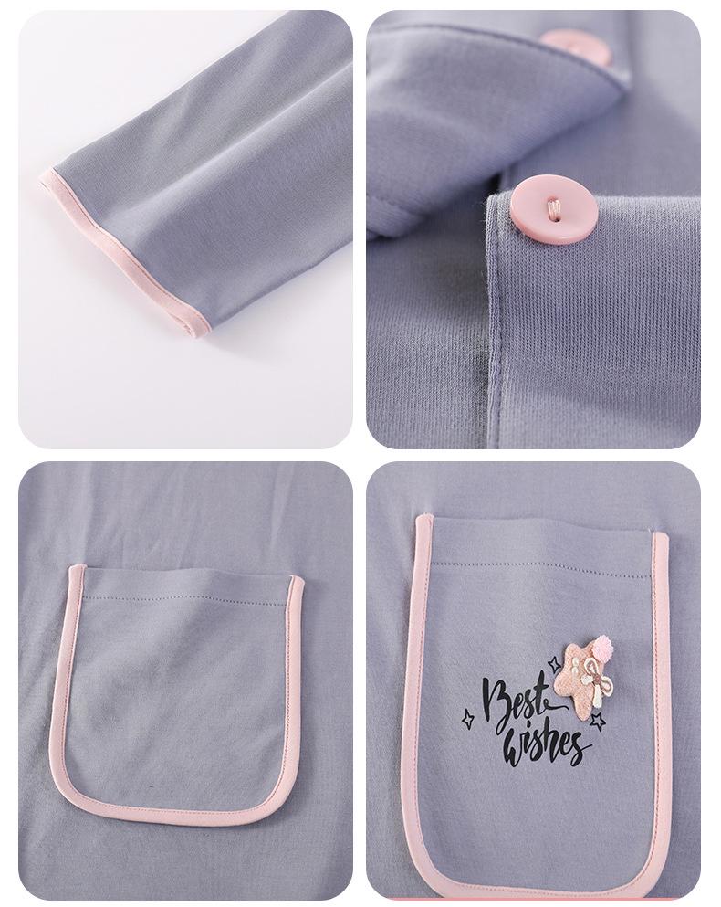 Damen Pyjama langärmlig aus reiner Baumwolle mit Brustpolstern - Vielseitig für Frühling, Herbst, Winter Homewear oder Oberbekleidungsset 2025.