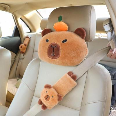 Adorabile cuscino poggiatesta per auto a forma di cartone animato, modello Capibara, per comfort e supporto