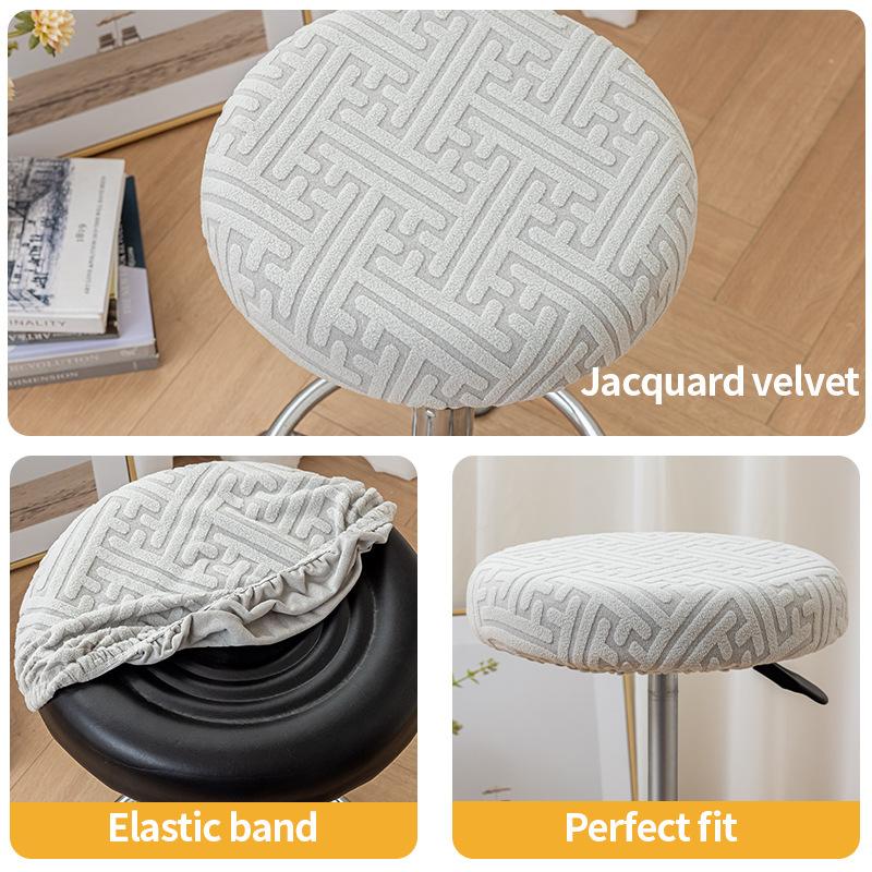 Round Stool Elastic Cushion Cover Anti-dust Wear Resistant Stretch Chair Cover for Home Dining Room Bar Stool Use