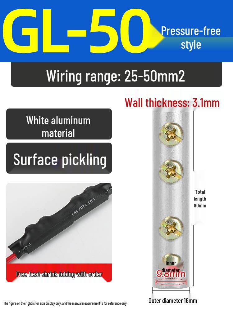 Copper-Aluminum Transition Connector Terminal Block, Quick Wire Connection Tool, No-Press Pipe Butt Connection GTLC