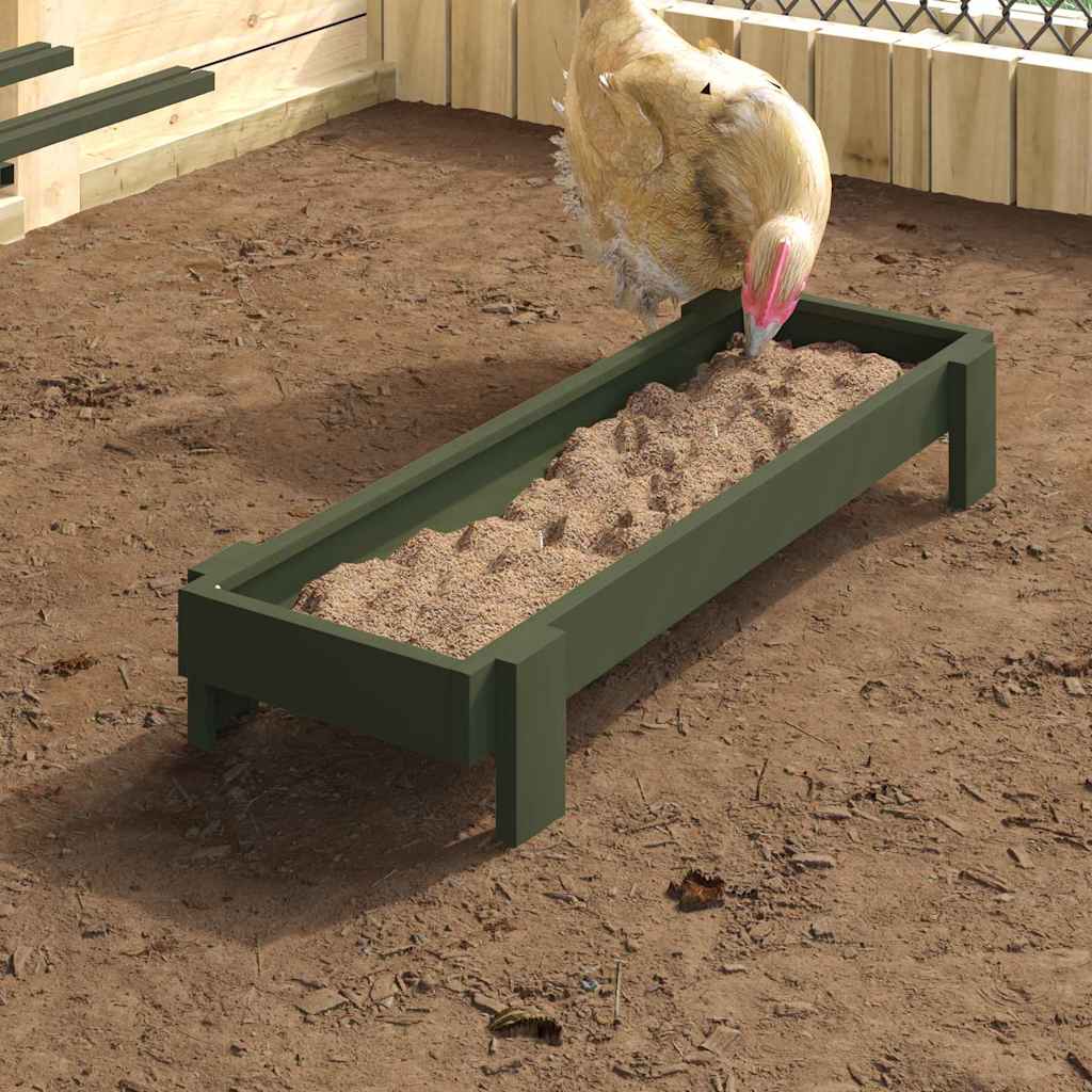 Chicken Feeder Trough Olive Green 80 X 28 X 13.5 Cm