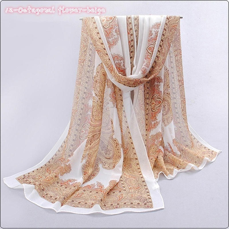 Bohemian Style Women Fashion Chiffon Print Scarf Autumn Summer Pattern Silk Scarves Beach Shawl