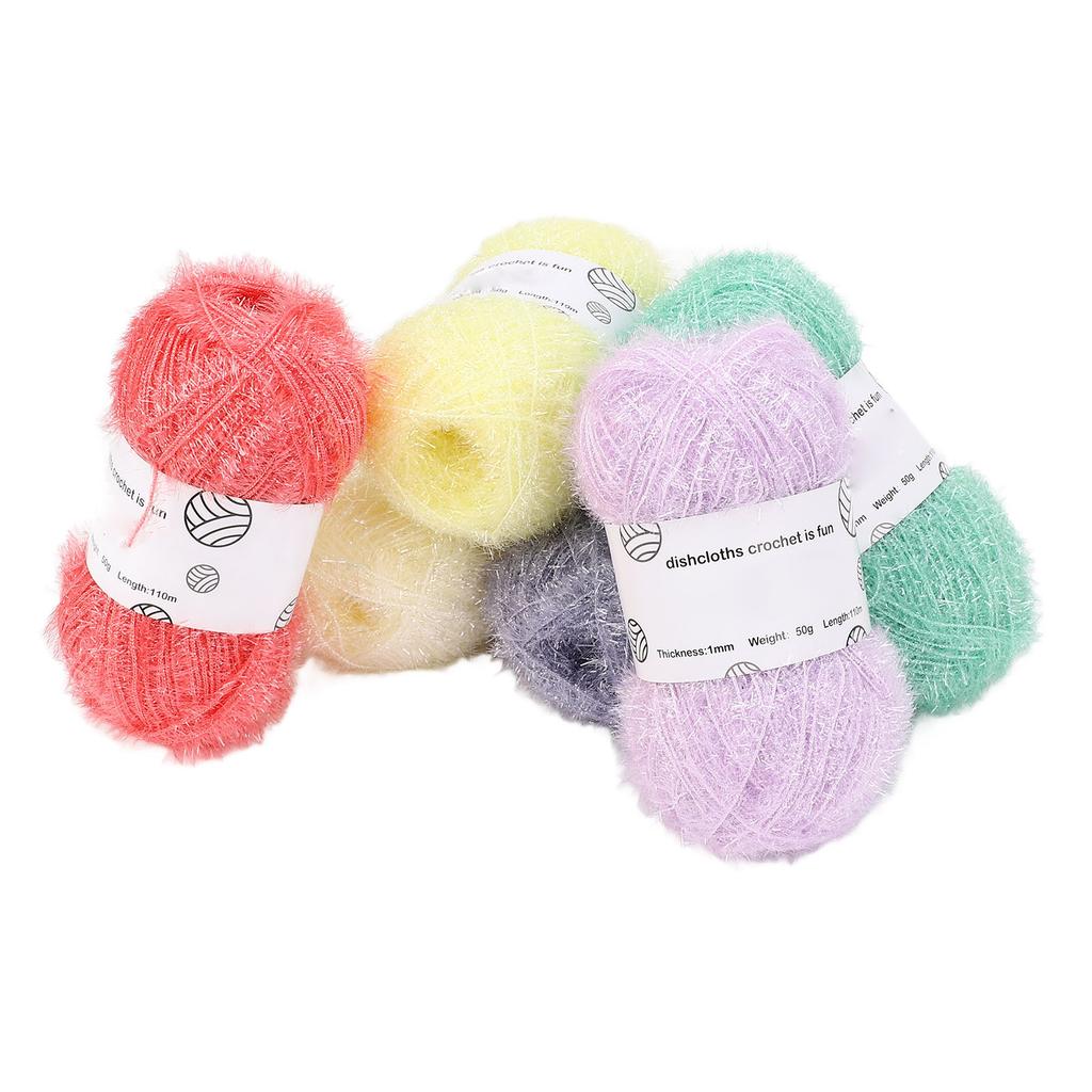 6 Rolls Scrubby Yarn Sparkle Sparkle Glitter, skirtas nerti indų servetėlėmis rankomis megztas lėlių krepšys su Croc