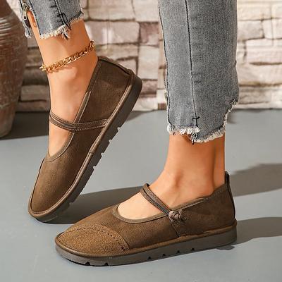 NEU Freizeit Tenis Femimino Runde Zehenpartie Retro Weiche Sohle Sommer Neue Ballerinas Schnalle Mode Mutter Einzelne Schuhe Damen Ballerinas