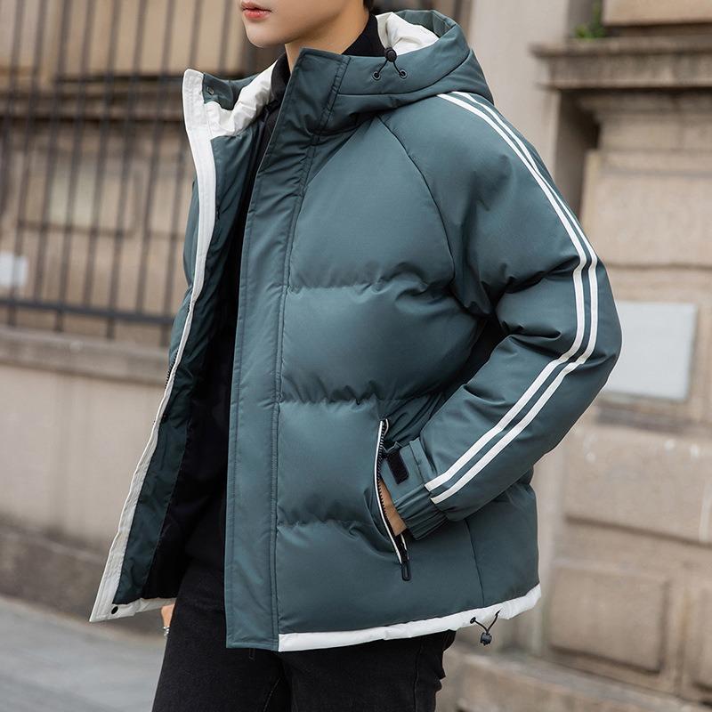 Стеганая мужская модная теплая куртка Зимняя новая модная короткая стеганая куртка Утолщенная стеганая мужская куртка M зелёный