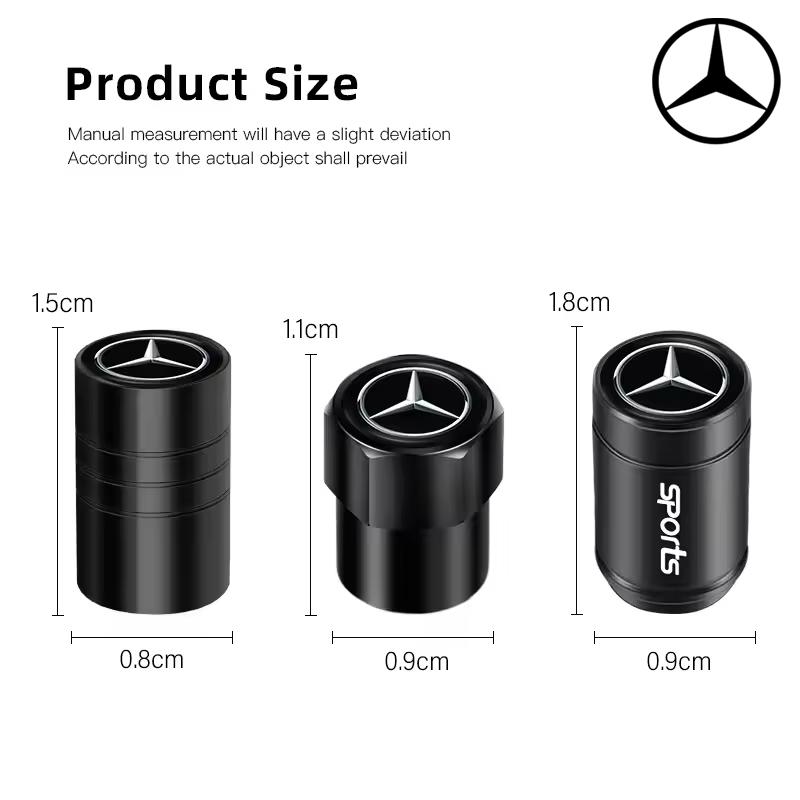 LXT3 4Pcs Metal Car Tire Valve Caps Waterproof Dustproof Anti-leak Air Accessories For Mercedes-Benz GLC X253 X254 C-Class W205 W206