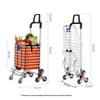 Compact Folding Shopping Cart with Handle and Stair-Climbing Wheels