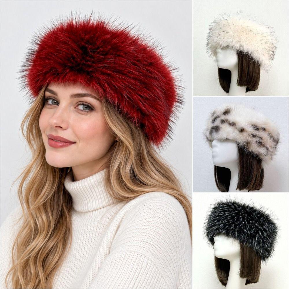 Imitation Fox Fur Keepwarm Headband Thick Fake Fur Hat Soft Fur Headband Hat Women