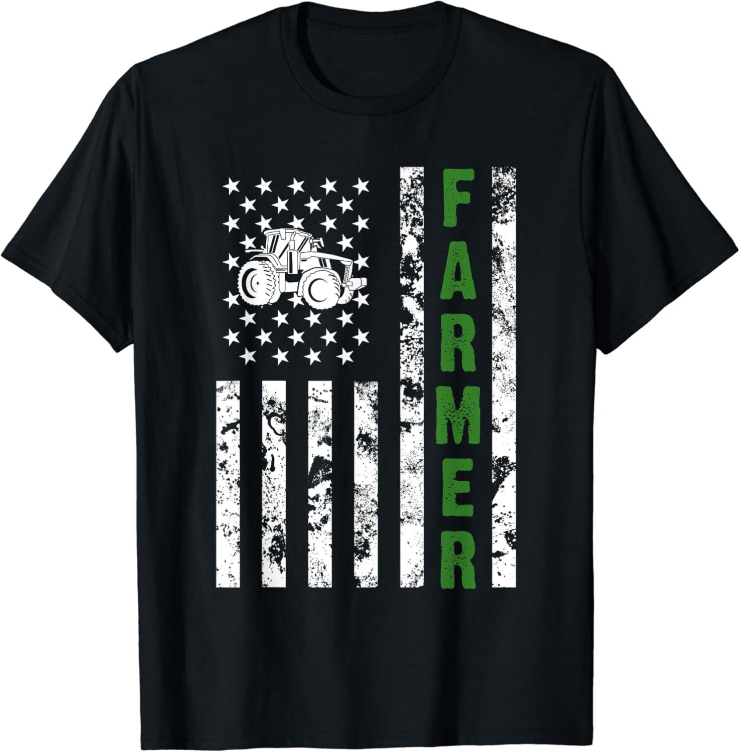 Funny Flag with Tractor - Patriotic Farmer & Farming Gifts Gift Unisex T-Shirt S разноцветный