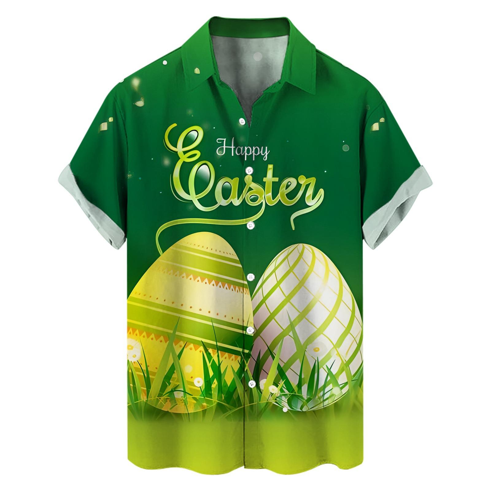

Новая рубашка с пасхальными элементами, 3D цифровая печать, мужская свободная трендовая рубашка с короткими рукавами XXXL