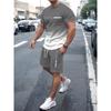 Summer men's short sleeved shorts set with gradient letter digital print