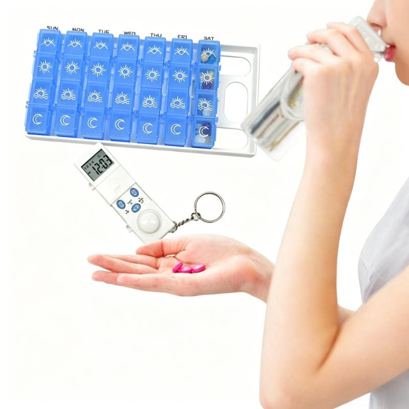 Intelligent Timed Reminder Medicine Box 28 Compartment Weekly Smart Pill Box with Sound Alarm for Elderly Medicine Reminder